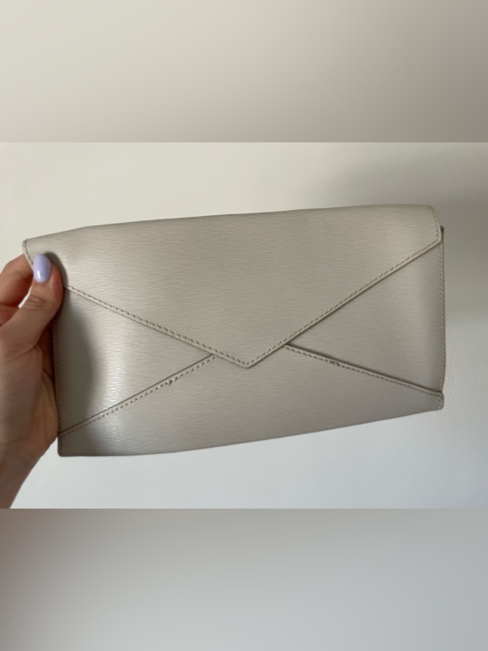 Banana Republic Cream Leather Envelope Clutch
